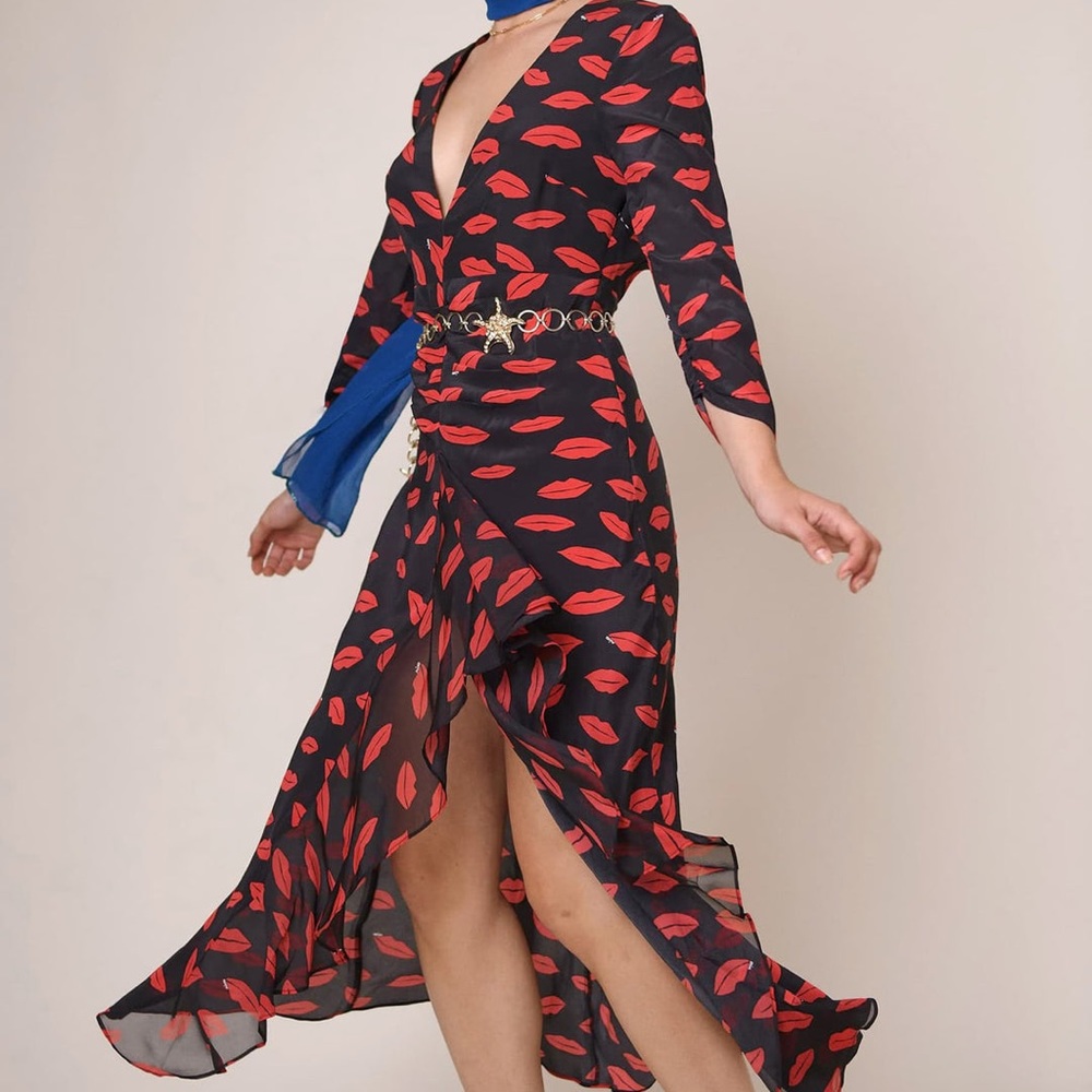 Rixo Backless Ruffle Front Maxi Dress in Rose-Kiss - Picture 3 of 10